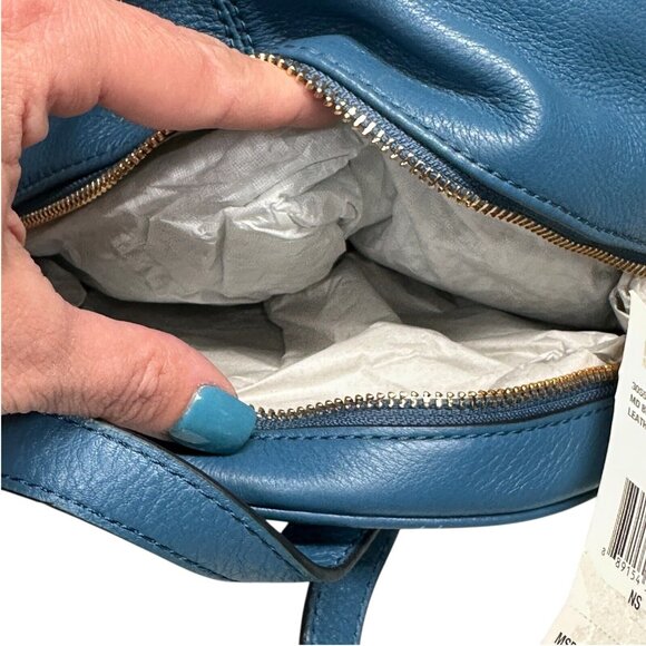 Michael Kors Rhea Zip Medium Leather DK Chambray Backpack with Tag - Picture 5 of 16